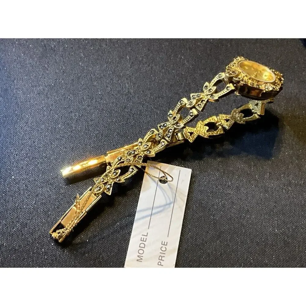 Cenere 721 Gold Tone Quartz Marcasites Needs Battery